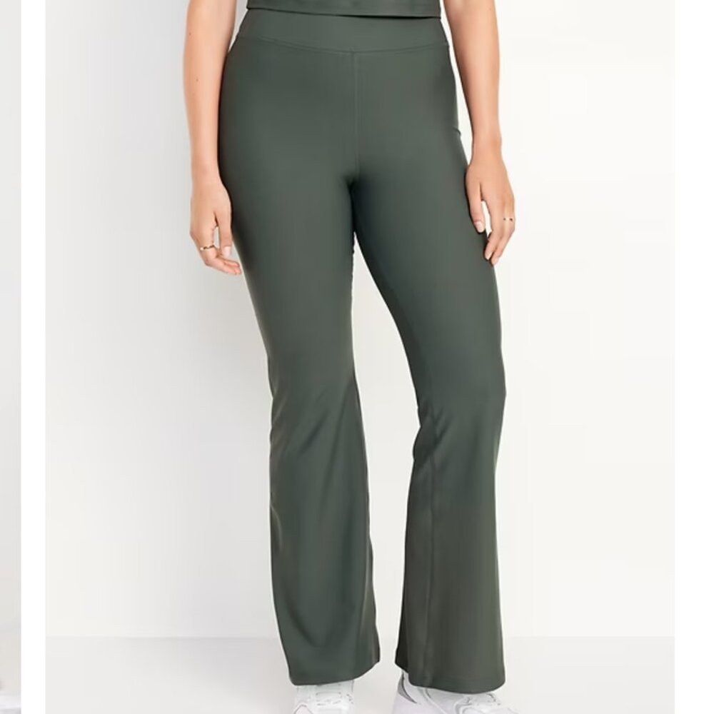 Old Navy Extra High-Waisted PowerSoft Flare Leggings Dark Ivy Size Large Tall